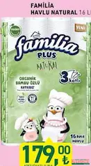 FAMİLİA NATURAL 3 KATLI KAĞIT HAVLU 16'LI fiyat ve kampanya bilgisi